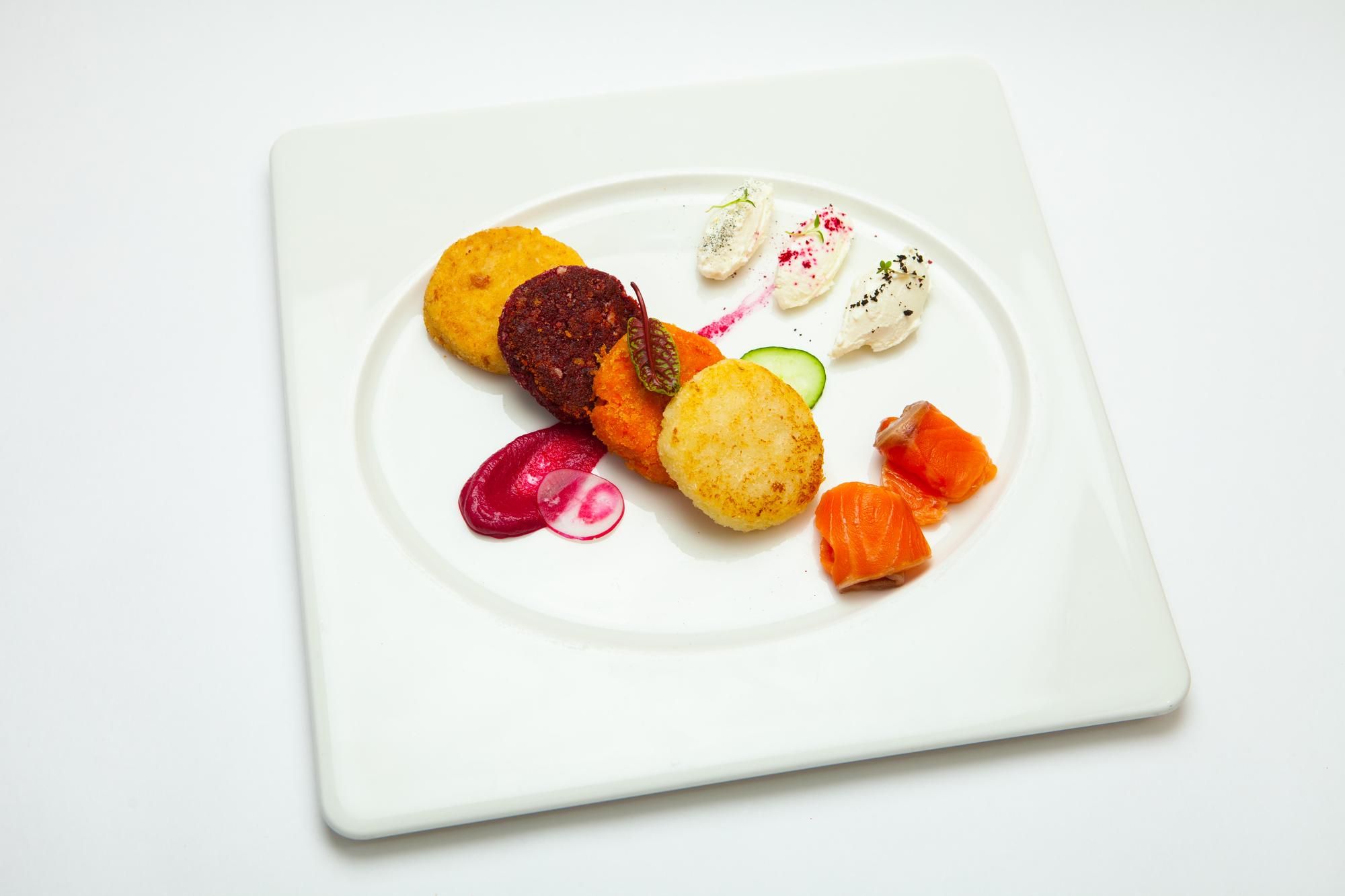 Array of plated menu concepts